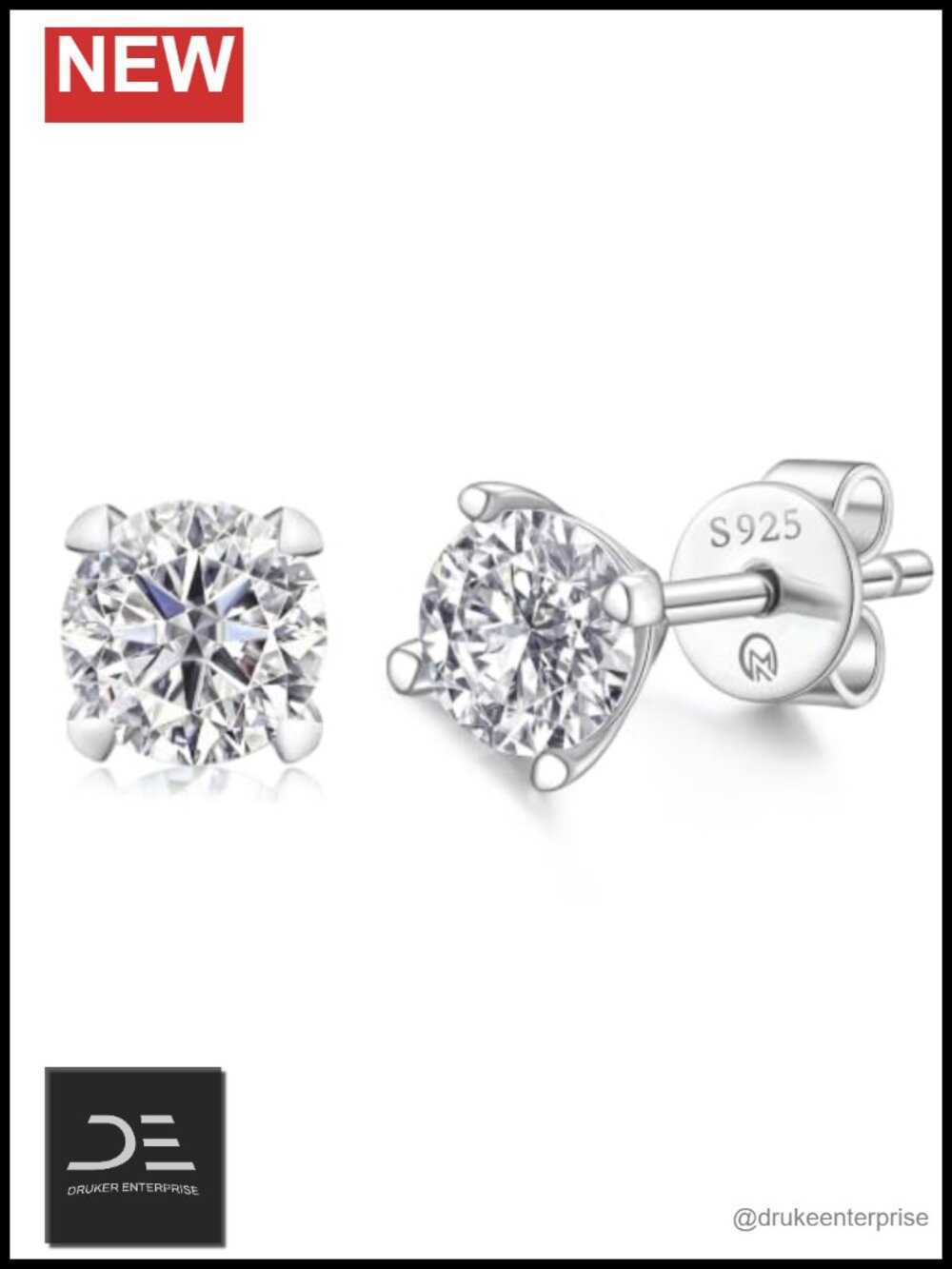 Moissanite Stud Earrings Hypoallergenic 925 Sterling Silver Jewelry